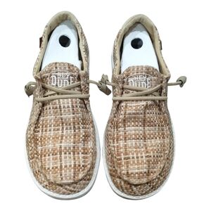 Hey Dude Women's Tan Woven Slip-On Loafers